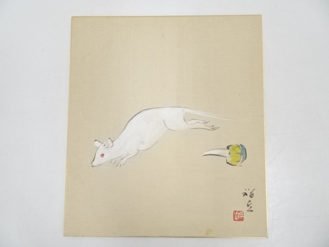 JAPANESE ART / HAND PAINTED SHIKISHI / MOUSE